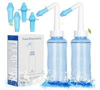 URAQT Kit Lavage de Nez, 300ml Bouteille, 2PCS Douche Nasale Irrigation Nasale Sinus Rinse/Kit de Rinçage des Sinus/Lavage Nez-Irrigation Nasale/Neti Pot - Douche Nasale