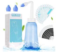 URAQT Kit Lavage de Nez-Sinus Rinse Kit, Douche Nasale, 1 x Flacon Lavage de Nez (300ml), 20 Sachets Sel Nasal, 10 pièce de thermomètre, Irrigation Nasale, Neti Pot, Nettoyant pour le nez