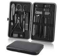URAQT Kit Manucre Pedicure, 24pcs Coupe Ongle Professionnel Set Coupe Cuticule Acier Inoxydable, Trousse Manucure Pedicure avec Exquis La Boîte pour Voyage et à la Maison (Noir)