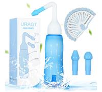 URAQT Kit pour irrigation nasale, Douche Nasale, 1 x Flacon Lavage de Nez (240ml), 40 sachets de sel pharmaceutique, Kit Lavage de Nez & Sinus -Neti Pot/Douche Nasale -Dès 4 ans