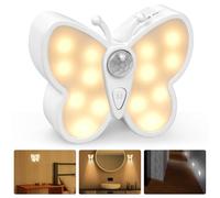 URAQT Lampe à détecteur de mouvement, Papillons Lampe Detecteur de Mouvement Interieur, Veilleuse LED Rechargeable Lumiere 3 Modes, Applique murale magnétique sans fil Pour Couloir,Chambre D'enfant.