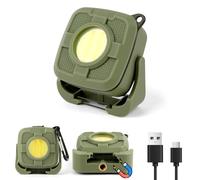 URAQT Lampe de Travail Rechargeable, 500LM 1200mAh, 5 Modes d'Éclairage avec Tête Rotative 180°, Base Magnétique & Crochet, Étancheité IP44 pour Camping, Randonnée, Pêche de Nuit