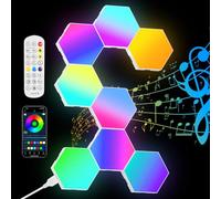URAQT LED Hexagone Murale Lampe,Lampe Gaming LED, Smart RGB, 16 Millions Couleurs, Contrôle des Applications, Sync avec Musique, DIY Géométrique, Pour les Jeux/Chambre/Fête/Decoration Murale(8pcs)