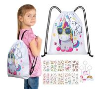 URAQT Licorne Cordon Sac à Dos, Cadeaux Licorne pour Les Filles, Poches à cordon de serrage licorne, Autocollant Licorne, Porte-clés Licorne, B