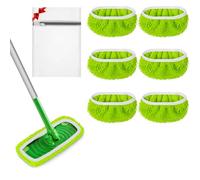 URAQT Lingettes Reutilisable Pour Swiffer Sweeper, 6PCS Housse Pour Balai Chenille Serpillière Humide Et Sèche En Microfibre Tampon Balai Serpillère, Chiffon Lavable Recharge Mop Pads Avec Sac à Linge