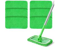 URAQT Lingettes Reutilisable pour Swiffer Sweeper, 6PCS Serpillière Humide Et Sèche en Microfibre, Tampon Balai Serpillère, Chiffon Lavable Recharge Polaire Corail Mop Pads (Vert)