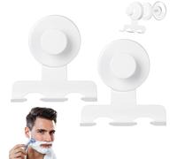 URAQT Lot de 2 supports de rasoir de douche, porte-rasoir de douche sans perçage, support de rasoir en acier inoxydable, crochet à ventouse pour salle de bain, crochet auto-adhésif étanche, blanc