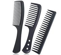 URAQT Lot de 3 peignes à dents larges, résistants à la chaleur et antistatiques en carbone pour cheveux longs, humides ou bouclés