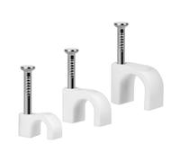URAQT Lot de 300 clips à clous blancs pour câbles - 3 tailles - Pour organiser les fils et les câbles de télévision