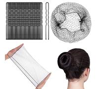 URAQT Lot de 35 filets invisibles et 45 épingles en forme de U, bord élastique en maille extensible pour femme (noir)