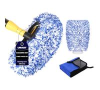 URAQT Lot de 4 brosses de lavage de voiture en microfibre, outil de lavage de voiture multifonction avec serviette de séchage de voiture et gants de lavage de voiture pour le nettoyage des voitures