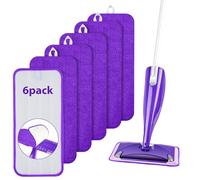 URAQT Lot de 6 serpillères de rechange en microfibre - 30,5 x 14 cm - Pour balai pulvérisateur et mops Flash Power - Violet