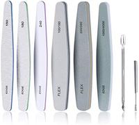 URAQT Lot de 8 Limes à Ongles Professionnelles, 6PCS Lime à Ongles Double Face + 2PCS Pousse Cuticule Metal, Ensemble de Lime a Ongle Vernis Semi Permanent pour Maison Manucure Cosmétique Salon