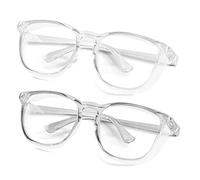 URAQT Lunettes de sécurité, 2pcs Lunettes de protection Superposées, Surlunettes de Sécurité, Résistantes aux Rayures et Anti-buée ansparent, Safety, Enveloppantes pour Hommes Femmes