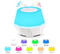 URAQT Machine à Bruit Blanc, Appareil De Sonore Sommeil Portable à Bruit Blanc, 10 Sons Apaisants Veilleuse 10 Couleurs Avec 5 Niveaux De Luminosité White Noise Machine 3Fonctions De Minuterie Adultes