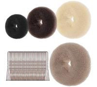 URAQT Machine à pain donut, 4PCS Cheveux Donuts Chignons et 30 Épingles à Cheveux, Machine à Chignon pour les Danseurs, les Enfants, les Filles et les Femmes, 6+8+10+12CM (Noir Brun Beige)