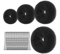 URAQT Machine à pain donut, 4PCS Cheveux Donuts Chignons et 30 Épingles à Cheveux, Machine à Chignon pour les Danseurs, les Enfants, les Filles et les Femmes, 6+8+10+12CM (Noir)