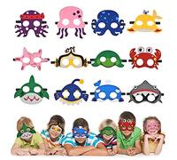 URAQT Masque de Océan Animal, 12 Pièces Masques de Bande Dessinée en Feutre Décorations de Fournitures de Fête, Masques de Océan Animal pour Les Fêtes d'Anniversaire, Halloween