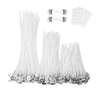 URAQT Mèches pour Bougie, 300 Pièces Bougie 3 Tailles mèche Fabrication (10cm,15cm,20cm) 60 Autocollant 2 Support Acier Inoxydable Kit de Bricolage 27*20*3.5cm, (0A)