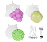 URAQT Moules à bougies en silicone Sphère 3D DIY, 2 Pièces Bougie Fabrication Moule avec Bougie Coeur Accessoires, Moules en silicone pour décorer la maison, les bougies parfumées