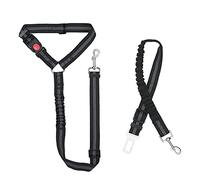 URAQT Nylon Ceinture Chien, Universel Harnais Voiture Réglable pour Chien & Chat avec Absorption des Chocs, 2 en 1 Laisse Chien Ceinture de Sécurité pour Animaux de Compagnie Durable pour Voyage(Noir)
