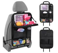 URAQT Organisateur Voiture Enfant,1PCS Rangement Organisateur Voiture Enfant,Organisateur Voiture avec Table Pliable,Support pour Tablette Transparent 6 poches,Rangement Auto Accessoire Interieur.