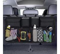 URAQT Organiseur de Coffre de Voiture en Maille avec 8 Poches, Sangle réglable et 3 Rubans de Fixation, Organisateur Voiture Enfant Convient pour SUV, MVP