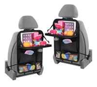 URAQT Organiseur de siège de voiture 2 pièces, 6 poches de rangement, plateau de table pliable et support de tablette, SUV, camion, accessoires de voyage, noir