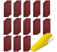 URAQT Papier Abrasif Grain, 130 Pièces Papier de Verre Sec ou à l'eau, Feuilles Abrasives avec Bloc de Ponceuse à Main, Papier Verre pour Poncage, le travail du bois, polissage et ponçage(90 * 30mm).