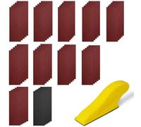 URAQT Papier Abrasif Grain, 75 Pièces Papier de Verre Sec ou à l'eau, Feuilles Abrasives avec Bloc de Ponceuse à Main, Papier Verre pour Poncage, le travail du bois, polissage et ponçage(90 * 30mm).