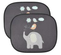 URAQT Pare Soleil Voiture Bébé Enfant,2 Pièces Pare Brise Vitres Latérales Auto Adhésifs Facile à Poser,Pare-Soleil Auto-Adhésifs pour Fenêtre Latérale de Voiture Protection UV,44x36cm(Motif Eléphant)
