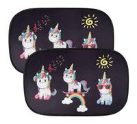 URAQT Pare Soleil Voiture Bébé Enfant,2 Pièces Pare Brise Vitres Latérales Auto Adhésifs Facile à Poser,Pare-Soleil Auto-Adhésifs pour Fenêtre Latérale de Voiture Protection UV,50x30cm(Motif Licorne)