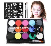URAQT Peinture Corporelle pour Le Visage, Palette de Maquillage pour Enfants, 15 Couleurs Palette de Tatouage de Peinture à I'huile, Sûr, Non Toxique, Pour Halloween, Noël, Carnaval, Soirées à Thème