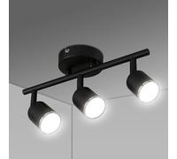 URAQT Plafonnier Spots, Plafonnier LED 3 GU10 Rampe de Spot Orientable (sans Ampoules), Spots de Plafond Noirs avec Base Rectangulaire, Moderne Luminaire Interieur Plafond pour Cuisine Chambre Salon