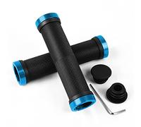 URAQT Poignées de Guidon de Vélo, Poignée de Bicyclette en Caoutchouc Antidérapante avec 2 Serrure en Aluminium/2 Embout en Aluminium Extensible/Clé Allen, Poignée de Vélo pour Scooter Cruiser Chaise