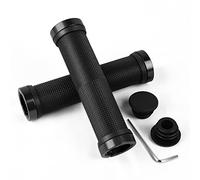 URAQT Poignées de Guidon de Vélo, Poignée de Bicyclette en Caoutchouc Antidérapante avec 2 Serrure en Aluminium/2 Embout en Aluminium Extensible/Clé Allen, Poignée de Vélo pour Scooter Cruiser Chaise