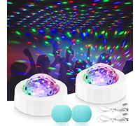 URAQT Portable Lumière Disco, 2pcs Mini 3 Couleurs Boule Disco USB Rechargeable, Portable Lumière de Scène à Commande Vocale pour Fête Bar Club Décor Mariage