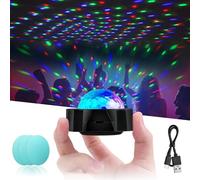 URAQT Portable Lumière Disco, Noir Mini 3 Couleurs Boule Disco USB Rechargeable, Portable Lumière de Scène à Commande Vocale pour Fête Bar Club Décor Mariage