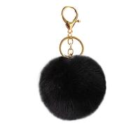 URAQT Porte-clés Fluffy, Balles de porte-clés Porte-clés Noir, Pendentif Sac Peluche, Porte-clés Pompon Boule avec boucle, Doux au Toucher Garanti, Accessoires de Sac Femme