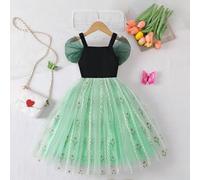 URAQT Princesse Costume, Princesse Robe avec Baguette et Couronne, Filles Princesse Costume Habillage, Déguisements pour Filles Fête d'Anniversaire Halloween Noël Cosplay,150CM