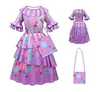 URAQT Robe Isabela, Costume pour enfant fille, Madrigal Robe Cosplay Costume, Robe Ballerine Violette, Princesse Peignoir Halloween Carnaval Costume Noël Cosplay Robe (110CM)