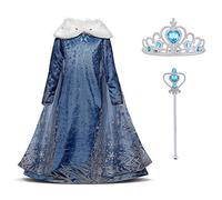 URAQT Robes Fille, Robe Enfant de Princesse, avec Cosplay - Bleu Foncé - 100CM