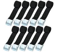 URAQT Sangle d'Arrimage, 10pcs 0.5m x 2cm Kit de Fixation avec Sangle de Serrage Boucle de Serrage, pour Moto, Voiture, Porte Vélo, Puissance de Traction: 200 kg/Pièce (Black)
