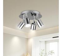 URAQT Spot de Plafond GU10, Rond Plafonnier LED, Spots et Rails de Spots, Suspension Luminaire Spot Led, pour Interieur Cuisine Chambre Salon, Livré Sans Ampoules (Quatre Têtes Rondes)