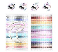 URAQT Strass Autocollant Gemmes de Visage, 1755Pcs Strass Autocollant Visage, Tatouage Temporaire Strass Visage pour DIY Artisanat Nail Body Maquillage Décoration, 3mm, 4mm, 5mm 2pcs