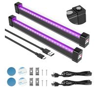 URAQT Tube LED Lumière Noire, 2pcs 5W Barre de Lumières UV, 24 Leds Tube/Barre Lumière Noire, 5V Rechargeable avec prise et interrupteur pour Halloween peinture corporelle Jeu de Lumiere Soiree Dj.
