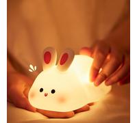 URAQT Veilleuse Tactile Lapin, Veilleuse Bebe Silicone Rechargeable, Lampe Lapin 3 Niveaux Réglables, Portable Lampe Rabbit pour enfants Fille Garcon Noël