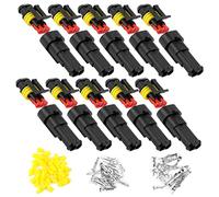 URAQT Voiture Fiche Etanche, Connecteur Étanche à, 10 Pièces 2 Broche Professionnel, Durable Connecteur Electrique Etanche Seal Connecteurs, Convient pour Moto Scooter Voiture Camion Bateau (Sans fil）