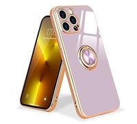 Urarssa Coque Compatible avec iPhone 12 Pro Max Anneau Etui Silicone Housse 360° Voiture de Bague Magnétique Protection Case Mince en TPU Souple Antichoc pour iPhone 12 Pro Max Violet