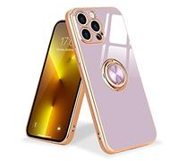 Urarssa Coque Compatible avec iPhone 13 Pro Max Anneau Etui Silicone Housse 360°Voiture de Bague Magnétique Protection Case Mince Souple Antichoc pour iPhone iPhone 13 Pro Max Violet